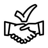 handshake check mark line icon vector illustration