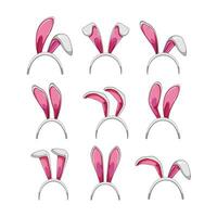 easter bunny ear set cartoon vector illustration