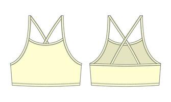 Girl bralette technical sketch. Yellow color. vector