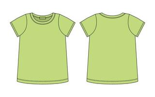 Blank t shirt technical sketch. Green color. vector