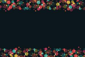 Festive bright background with colorful illuminated bokeh. Vector template banner poster. Color bokeh on a black background