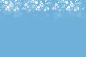 Bokeh sparkles on blue background. Shiny blurred lights Christmas background template. Vector banner