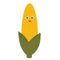 maíz. maíz en el mazorca en dibujos animados estilo. Palomitas. para logo, emblema, pegatina. vector