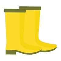 Yellow autumn rubber boots, vector icon Shoes for autumn, for garden.