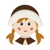 Little girl in a thanksgiving costume. Pilgrim costume. Thanksgiving day. vector