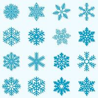 Blue snowflake icons collection isolated on white background. vector