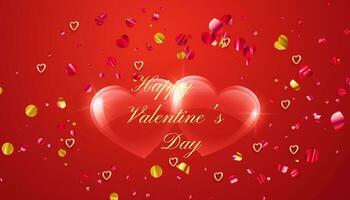 Valentines day background with heart pattern and typography of happy valentines day text . Vector illustration.