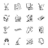 Pack of Music and Instruments Glyph Icons vector