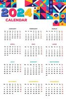 2024 new year calendar template with abstract pattern vector