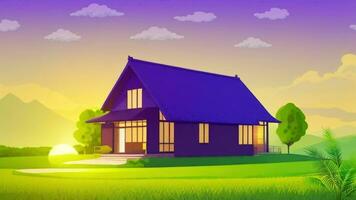 House landscape cartoon background video