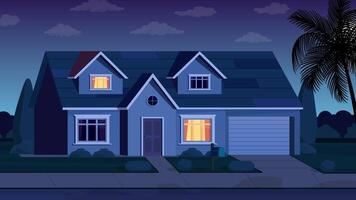 House landscape cartoon background video