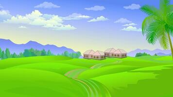 House landscape cartoon background video