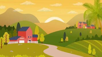 House landscape cartoon background video