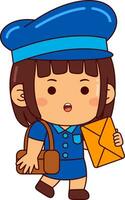 cute postman girl cartoon character vector