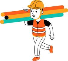 joven hombre constructor vector ilustración