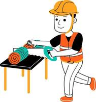 young man builder vector illustration