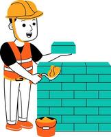 young man builder vector illustration