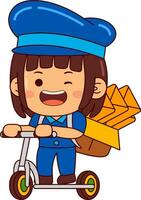 cute postman girl cartoon character vector