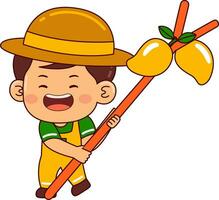 cute farmer boy cartoon character vector