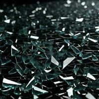 AI generated broken glass spread out randomly dark Background photo