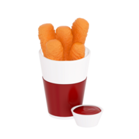fast food menu 3d clipart, Fried Cheese and dipping sauces on a transparent background. 3d rendering png