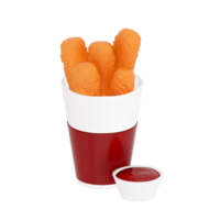 vite nourriture menu 3d clipart, frit fromage et plongement sauces sur une transparent Contexte. 3d le rendu png