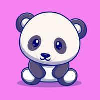 Cute baby panda sitting cartoon vector icon illustration animal nature icon concept isolated