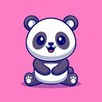 Cute panda sitting cartoon vector icon illustration animal nature icon concept isolated