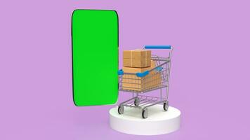 The mobile and shopping cart for online Business 3d rendering. photo