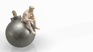 The man siting on Bomb for Business crisis concept 3d rendering photo