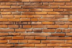 AI generated Background of orange old vintage brick wall seamless pattern. photo