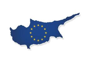 Vector illustration with isolated map of member of European Union - Cyprus. Concept decorated by the EU flag with yellow stars on blue background. Modern design