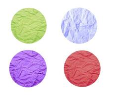 set of round crumpled paper sticker mockups vector