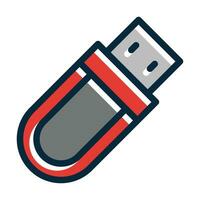 Usb Drive Vector Thick Line Filled Dark Colors