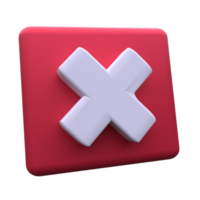 unique 3d red cancel cross icon rendering .Trendy and modern in 3d style. png