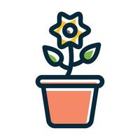 Flower Pot Vector Thick Line Filled Dark Colors