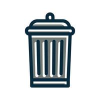 Trash Bin Vector Thick Line Filled Dark Colors