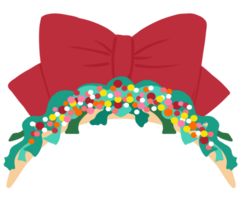Christmas party headwear, big red bow and green ribbons png