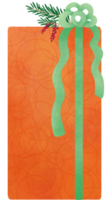 orange gift box and green ribbon, hand-drawn painting png