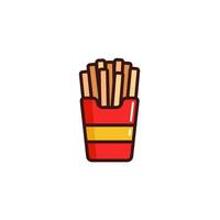 French Fries icon with Simple colorfull style Vector Illustration