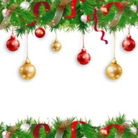 christmas frame with fir branches and balls on transparent background png