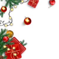 Weihnachten Rahmen mit Tanne Geäst und Bälle auf transparent Hintergrund png