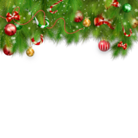 christmas frame with fir branches and balls on transparent background png