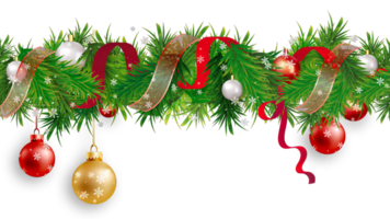 christmas frame with fir branches and balls on transparent background png