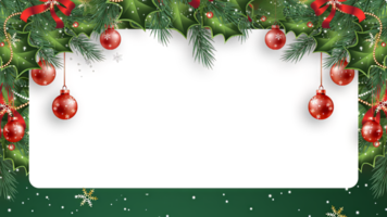 christmas frame with fir branches and balls on transparent background png