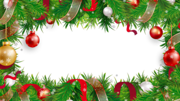 christmas frame with fir branches and balls on transparent background png