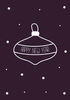 Happy new year greeting card with tree ball with typography. Vector