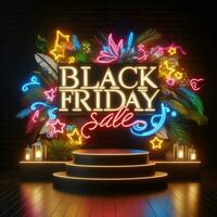 AI generated Black Friday elegant and luxury podium, banner template background photo