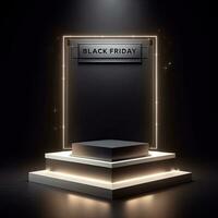 AI generated Black Friday elegant and luxury podium, banner template background photo