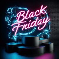 AI generated Black Friday elegant and luxury podium, banner template background photo